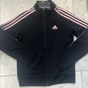 Adidas Black Track Jacket with Pink Stripes